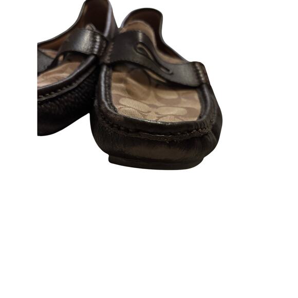 Coach Neal Leather Driving Loafers Size 8.5 Brown Signature Slip On Flats - Picture 7 of 9